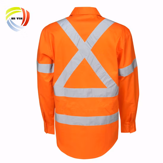 사용자 정의 도매 100% 면 높은 가시성 반사 남성 긴 소매 작업복 유니폼 안전 작업 셔츠