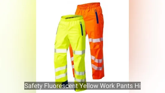 안전 형광 노란색 작업 바지 Hi Vis 반사 헤비듀티 카고 바지